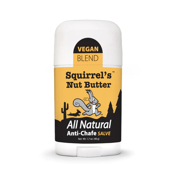 Vegan Anti-Chafe Salve Stick 1.7oz by Squirrel’s Nut Butter – all-natural, beeswax-free salve to prevent chafing and blisters, weather-resistant and skin-friendly